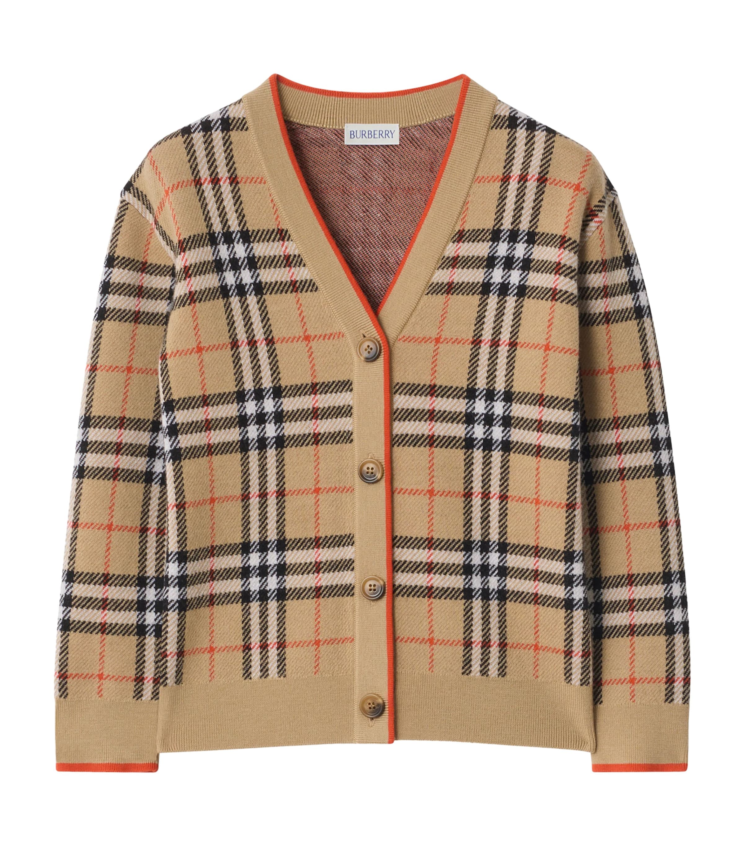 Burberry Kids Wool Check Cardigan (3-12 Years)
