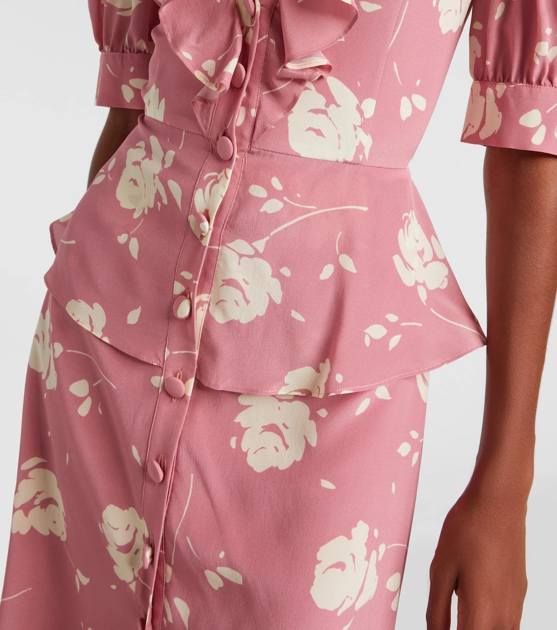 Alessandra Rich - Floral ruffled silk midi dress