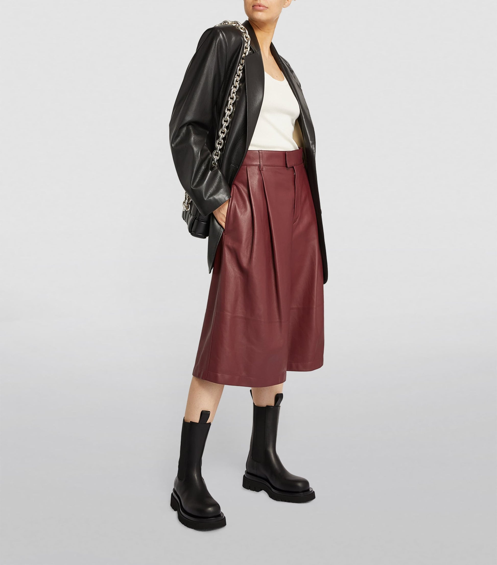 Bottega Veneta Black Leather Lug Boots