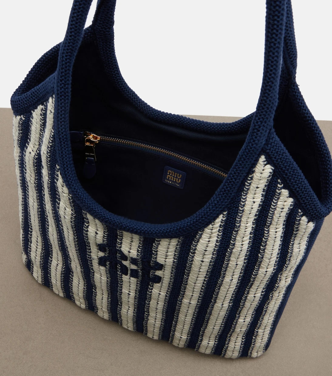 Miu Miu - Ivy striped crochet shoulder bag