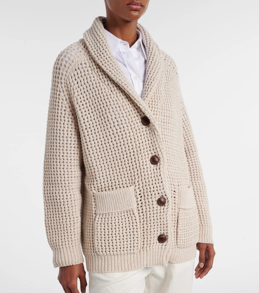 Brunello Cucinelli - Open-knit cotton-blend cardigan