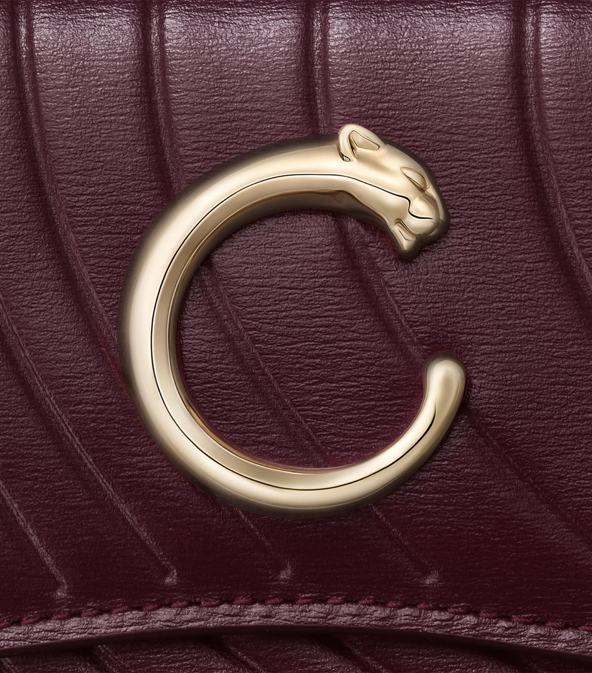 Burgundy Mini Leather Panthère de Cartier Wallet