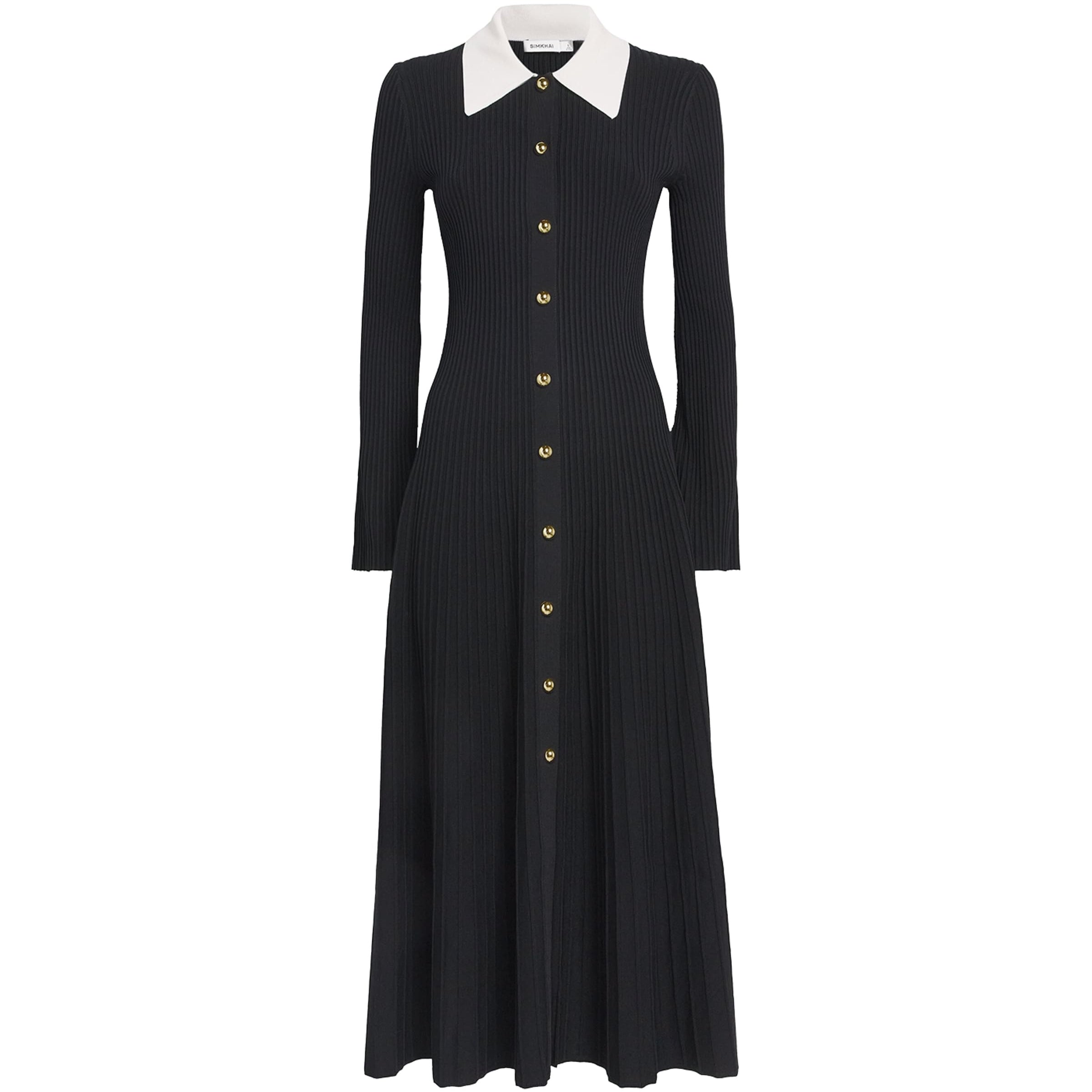 Simkhai Black Ribbed Phillipa Midi Dress