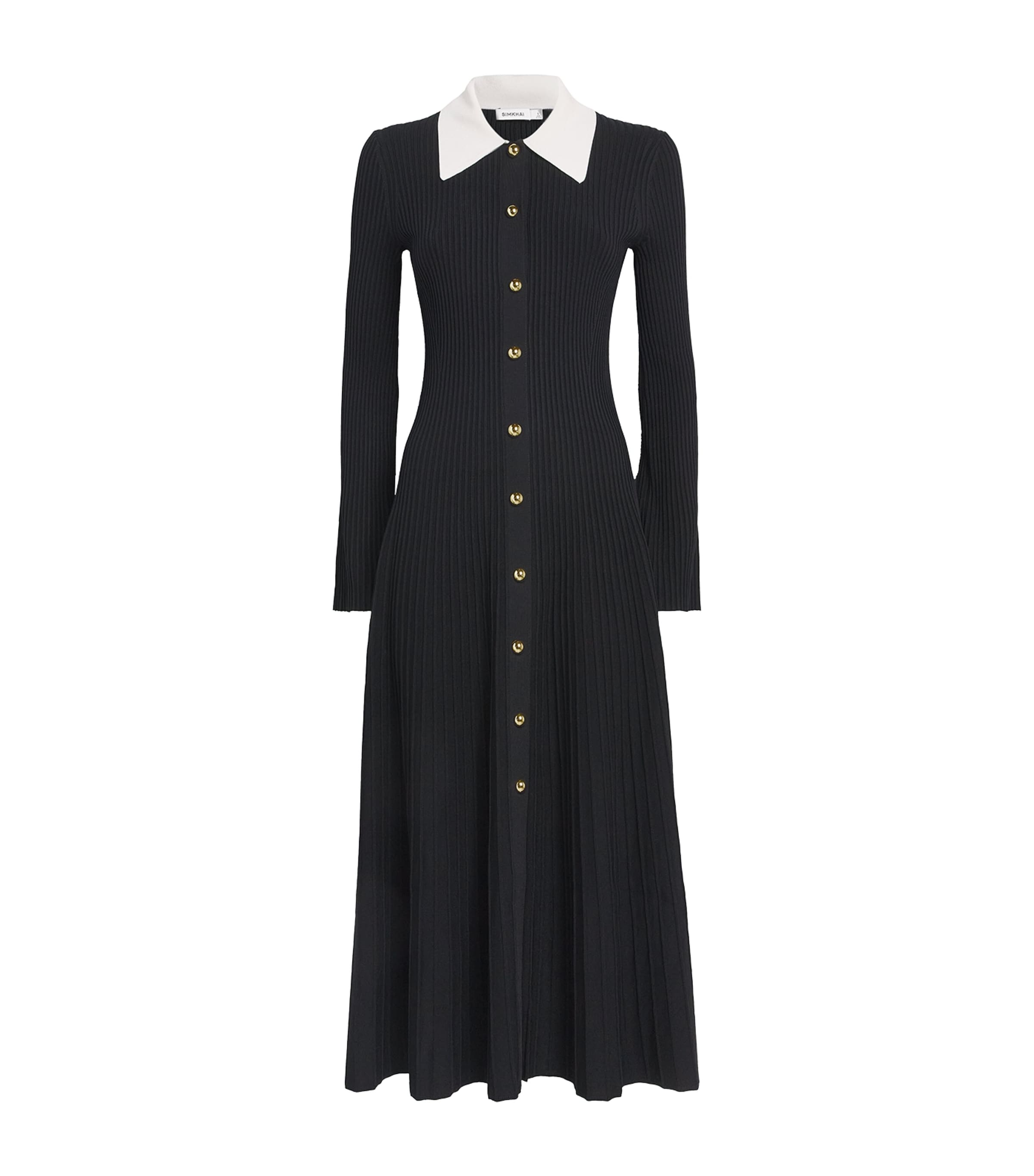 Simkhai Black Ribbed Phillipa Midi Dress