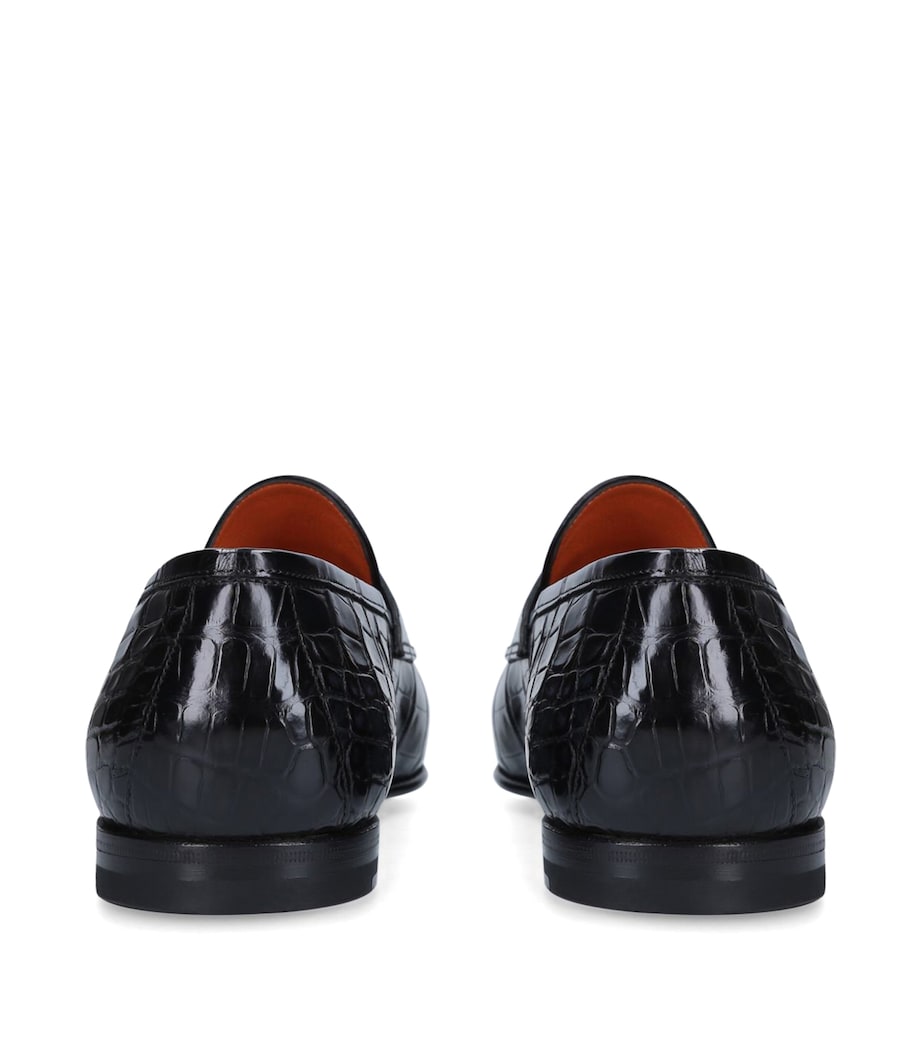Santoni Crocodile Penny Loafers