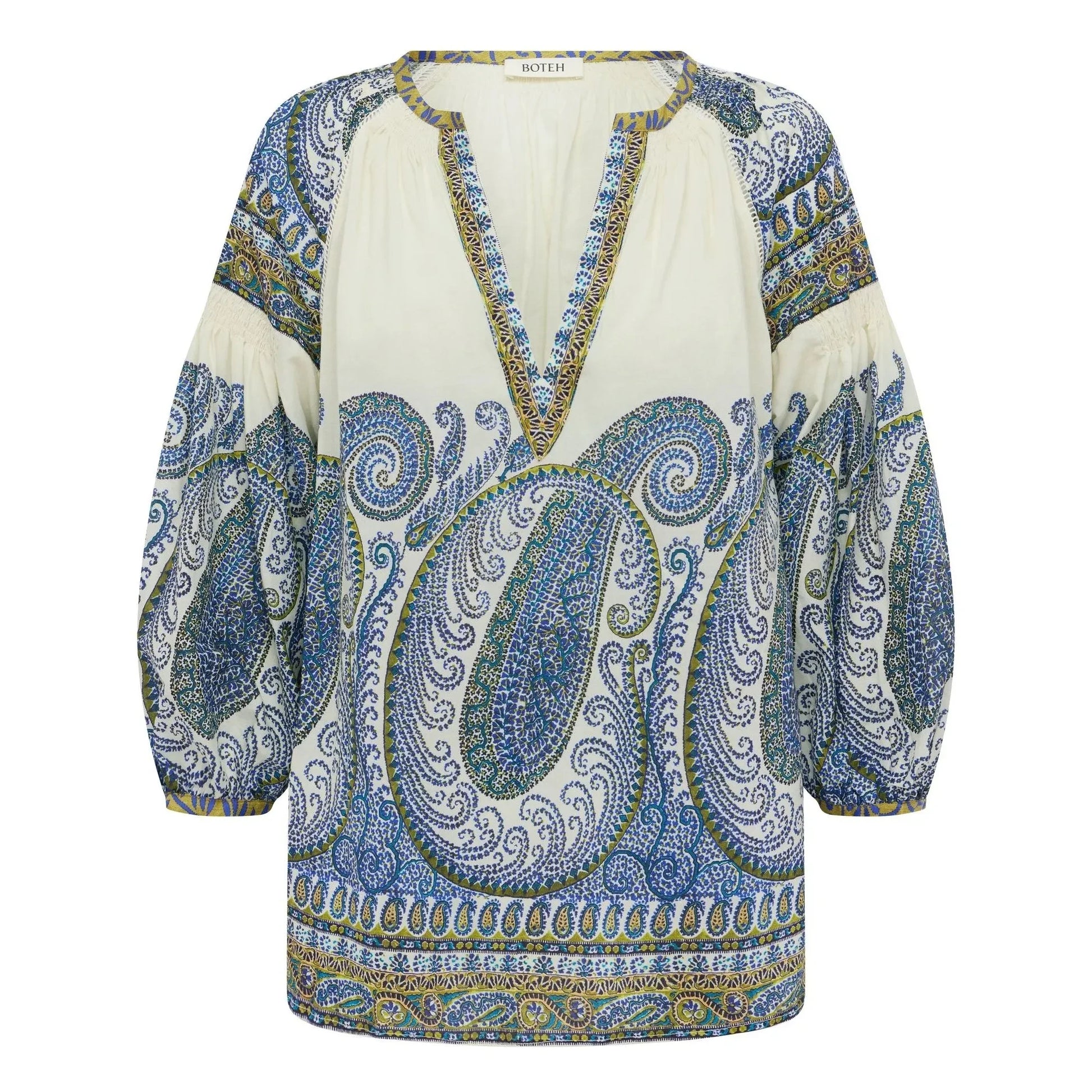 Boteh - Arcadia Cotton Smocked Blouse | Lapis-lazuli