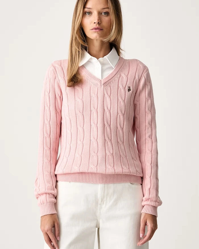 U.S. Polo Assn. Kadın Pamuklu V Yaka Örgü Kazak