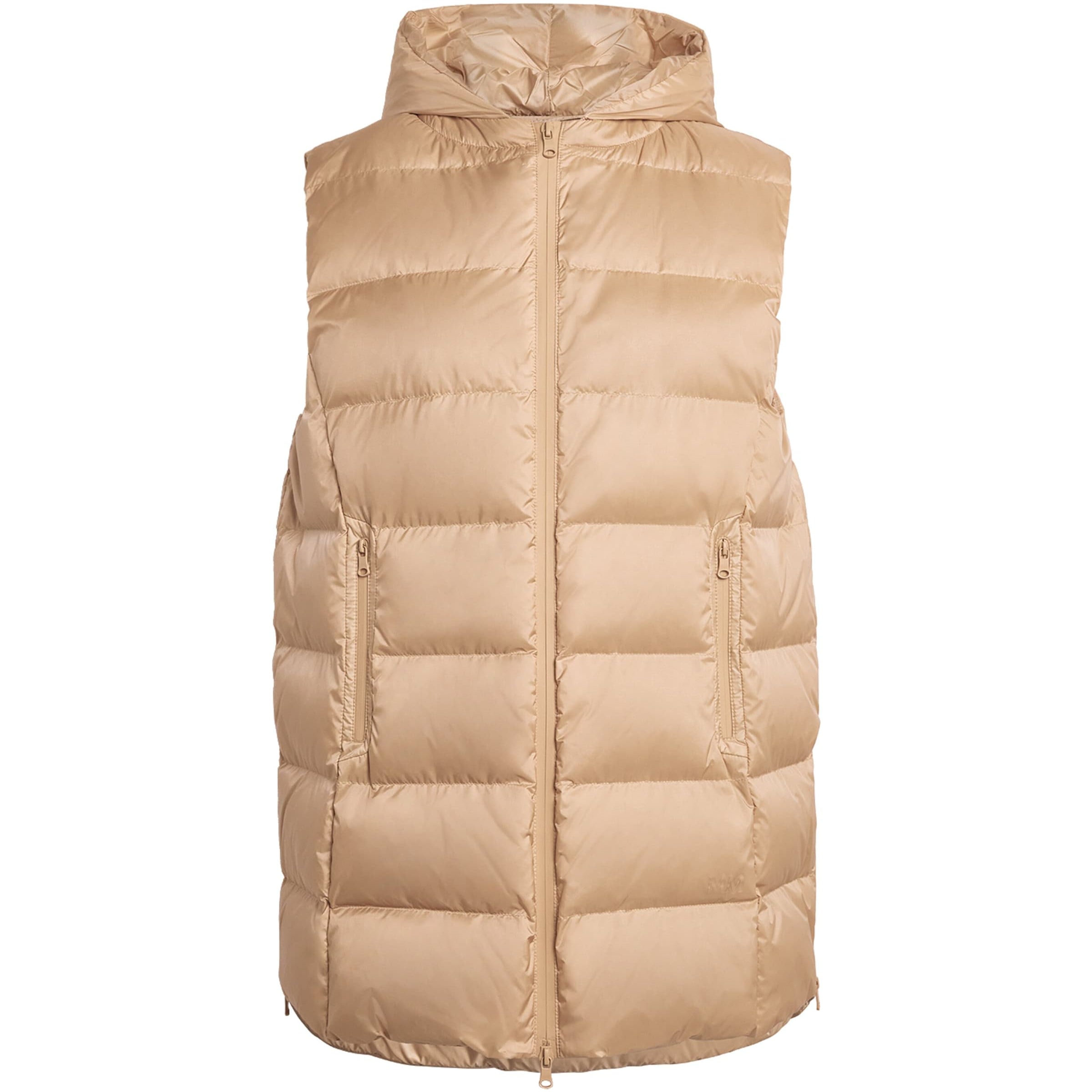 Beige Padded Hooded Gilet