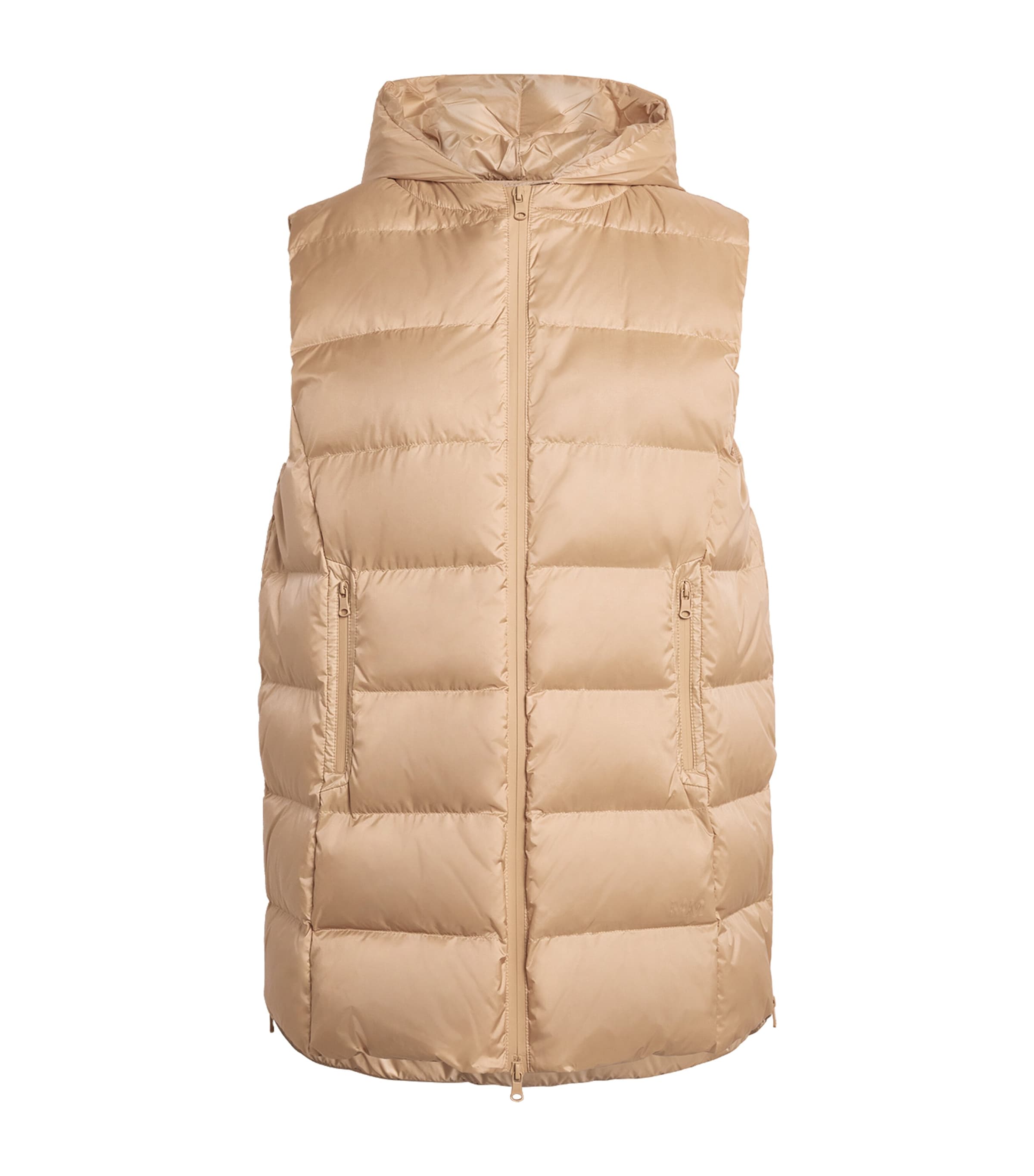 Beige Padded Hooded Gilet