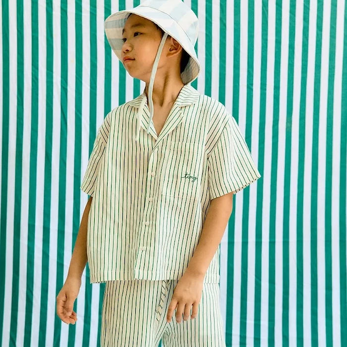 Детска риза с лен Tinycottons EMERALD STRIPES SHIRT