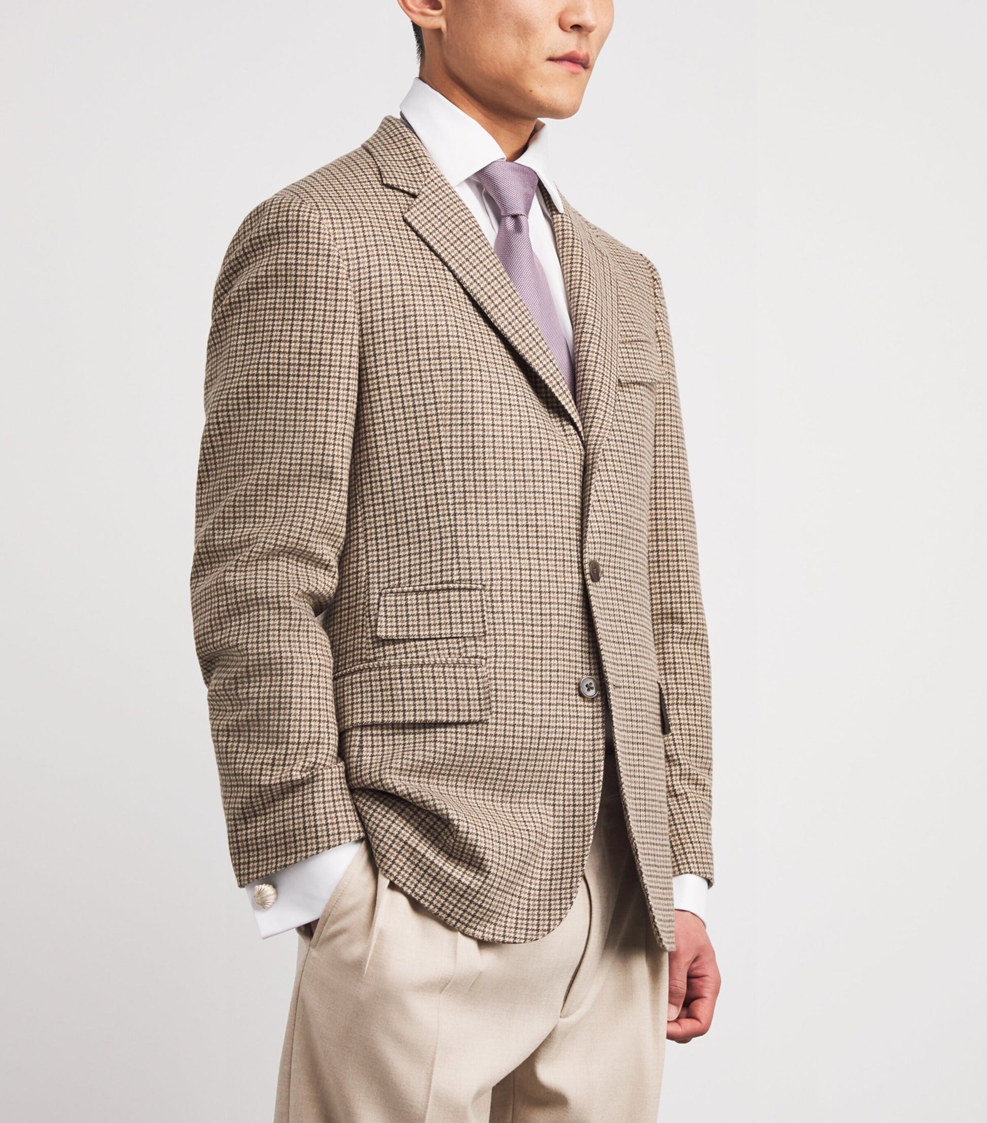 Deakin & Francis Sterling Silver Pearl-Detail Clam Cufflinks