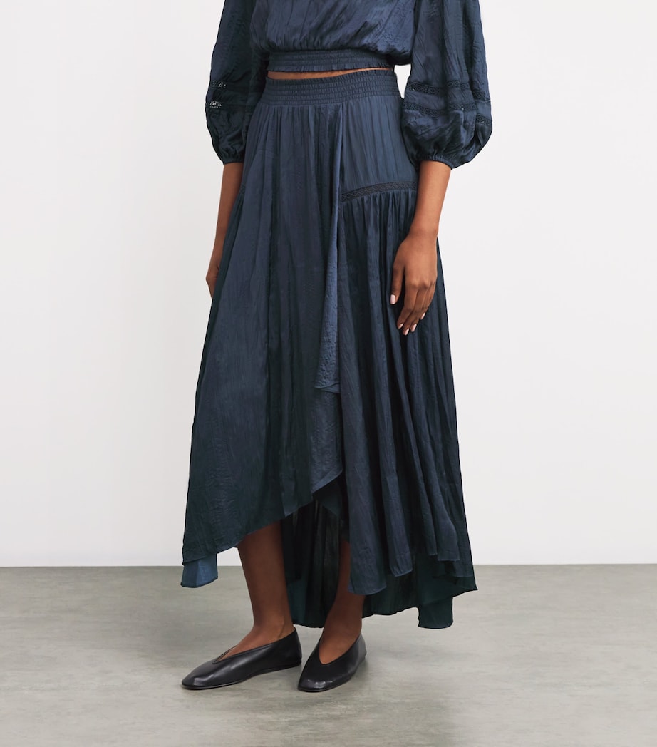 Blue Asymmetric Midi Skirt