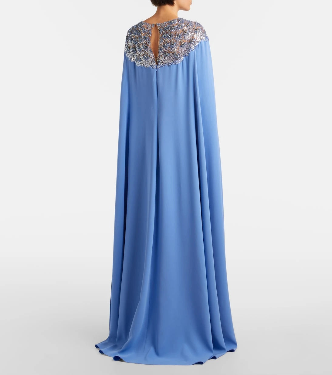 Oscar de la Renta - Embellished caped silk-blend gown