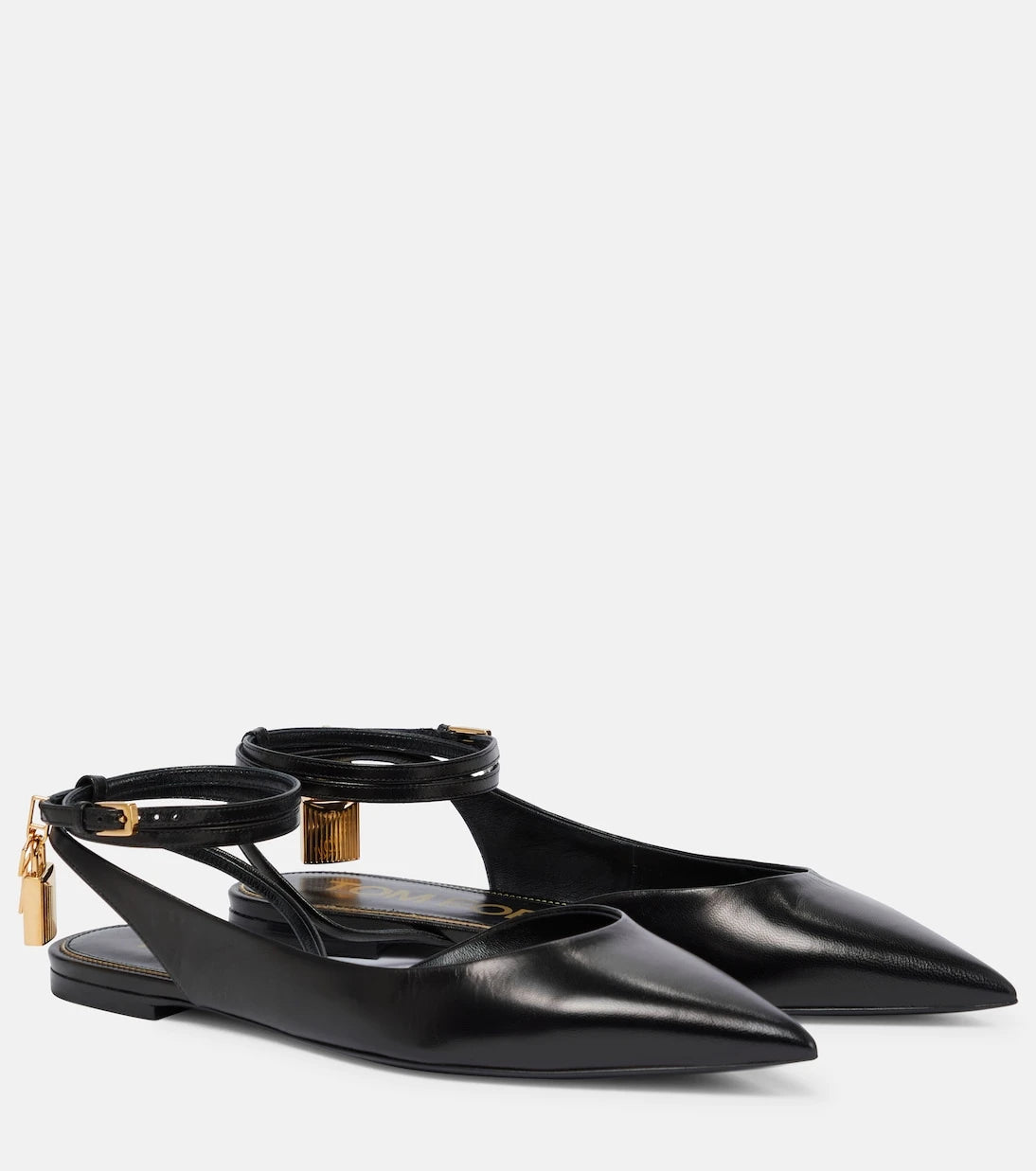 Tom Ford - Padlock leather slingback flats