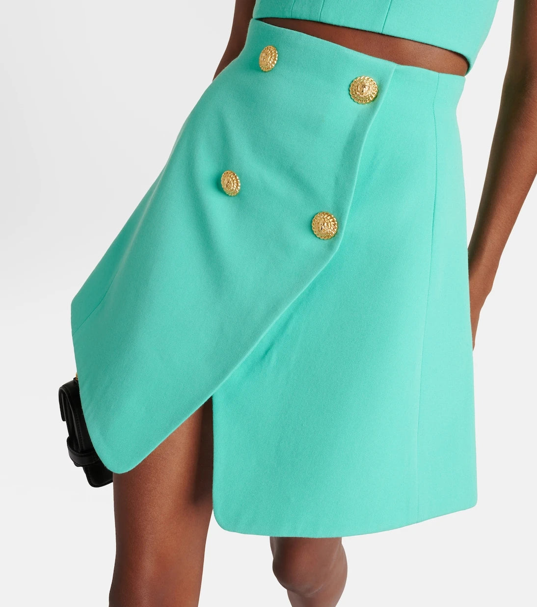 Balmain - High-rise wool miniskirt