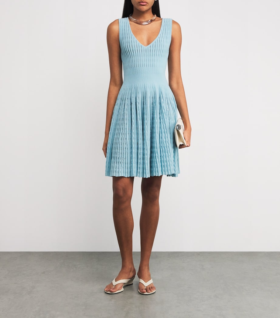 VALENTI Blue Textured Knitted Mini Dress