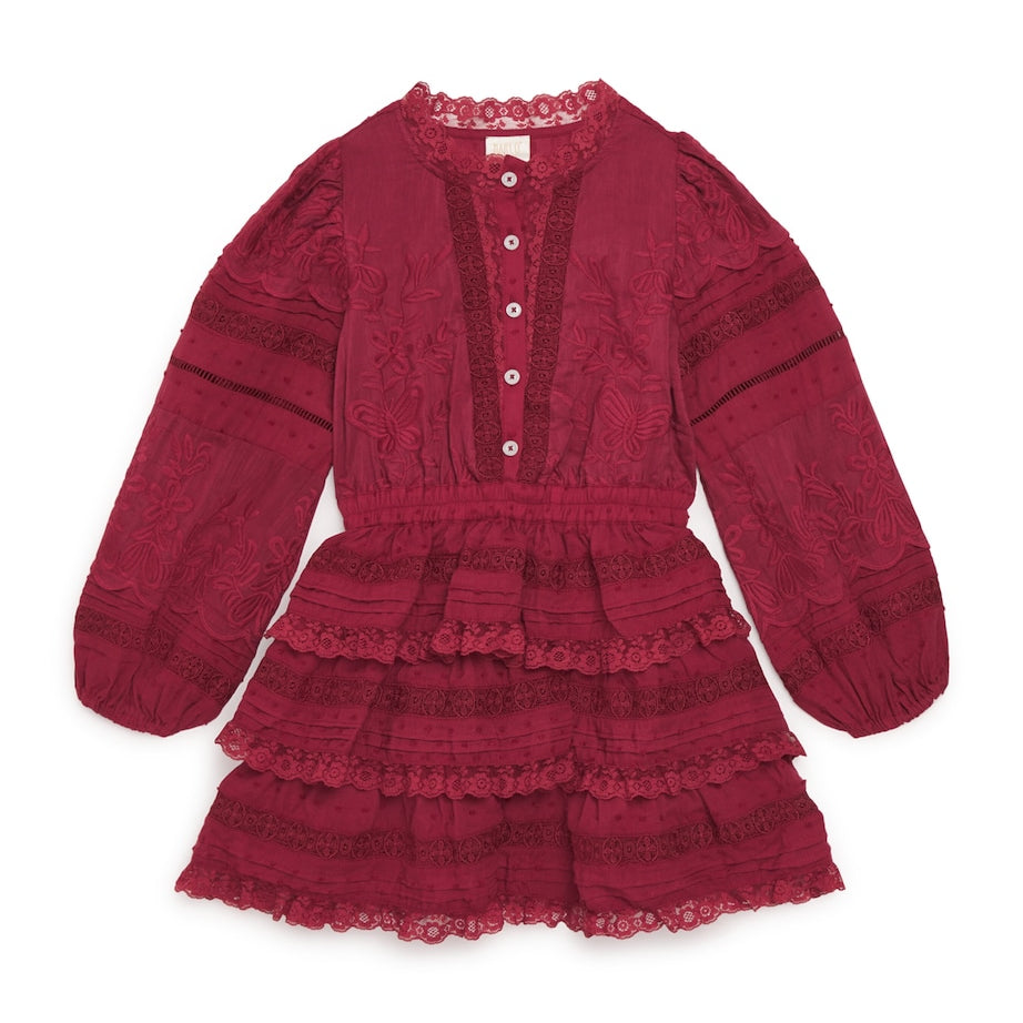 Pink Lace Embroidered Betty Dress (3-16 Years)
