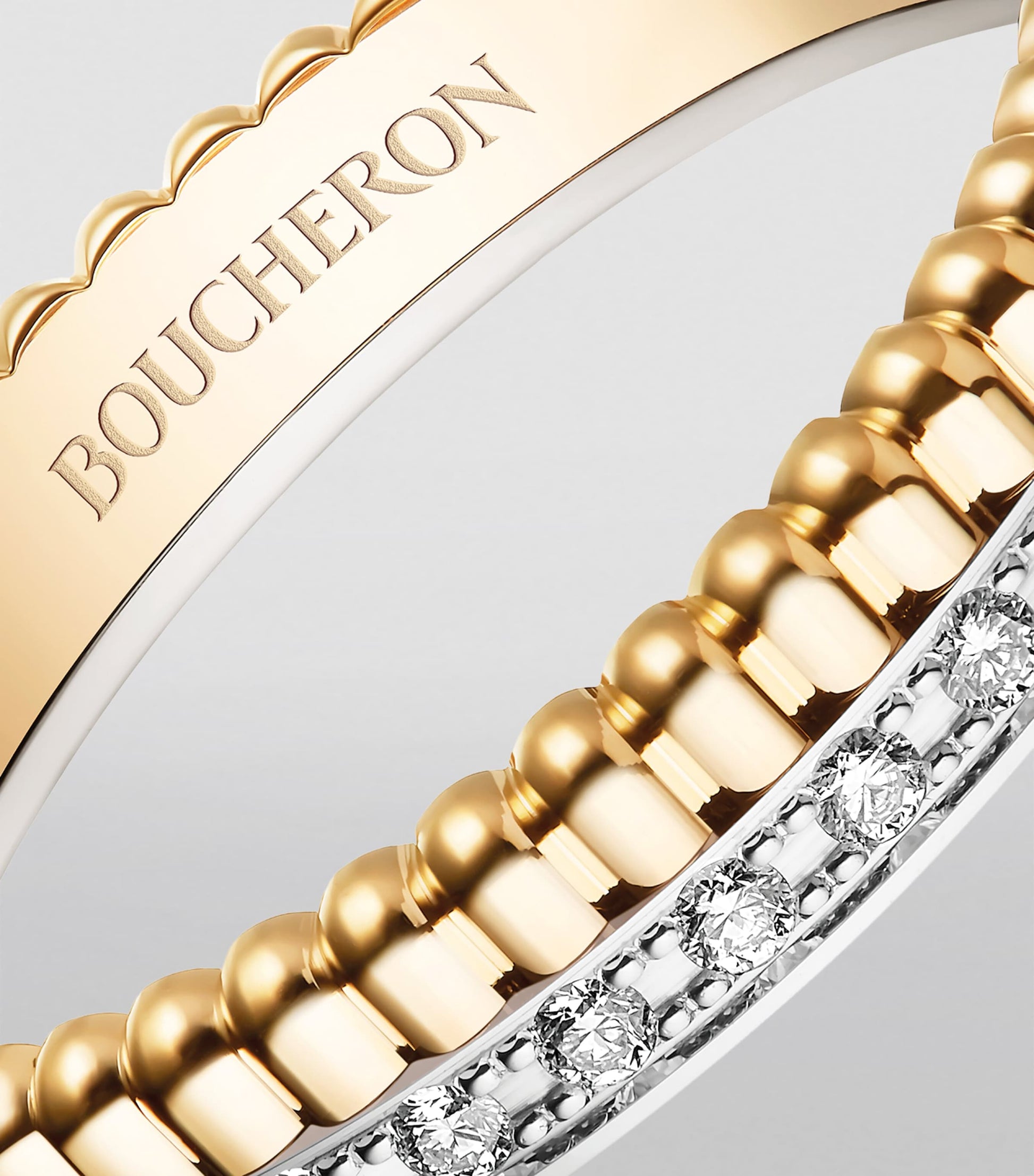 Yellow Gold, White Gold and Diamond Quatre Radiant Wedding Band