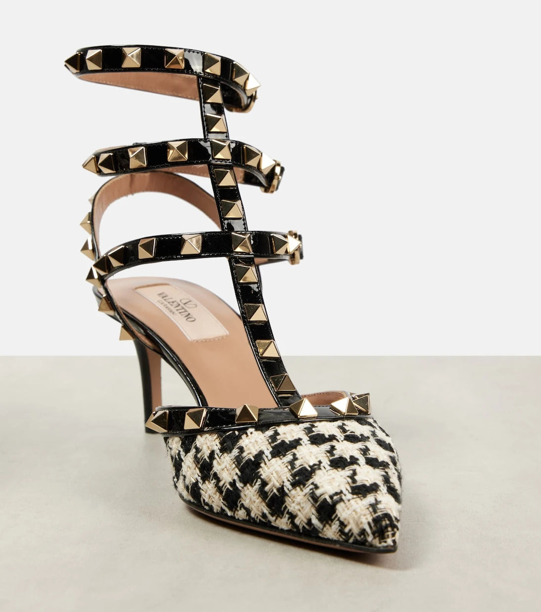 Valentino Garavani - Rockstud 65 leather-trimmed tweed pumps