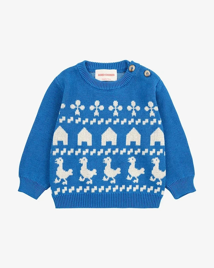Bobo Choses Farm jacquard Bebek Pamuklu Kazak