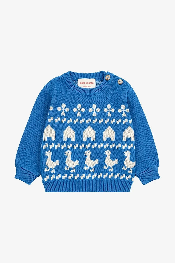 Bobo Choses Farm jacquard Bebek Pamuklu Kazak