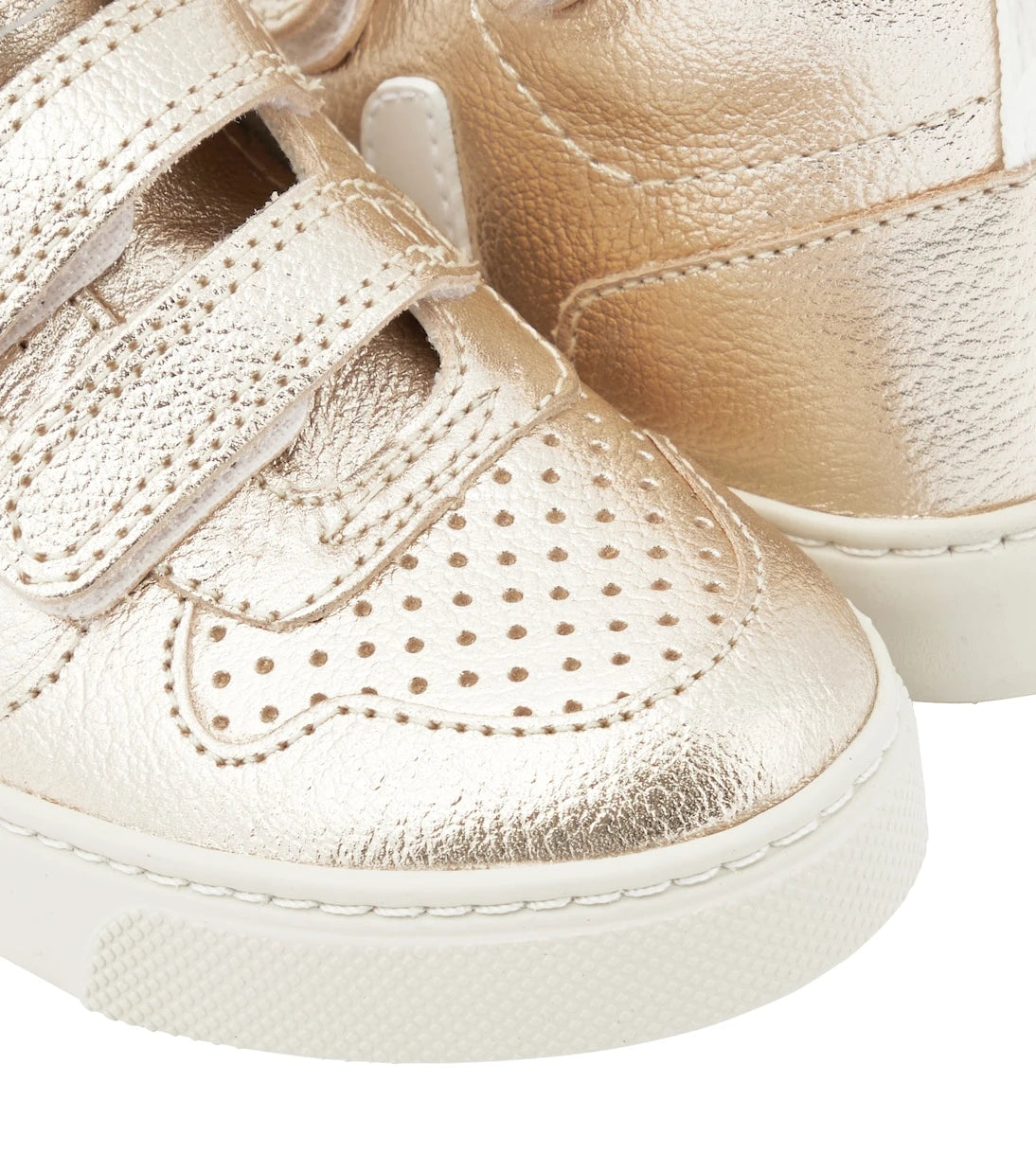 Veja Kids - حذاء رياضي V-10 Mid من الجلد المعدني للأطفال
