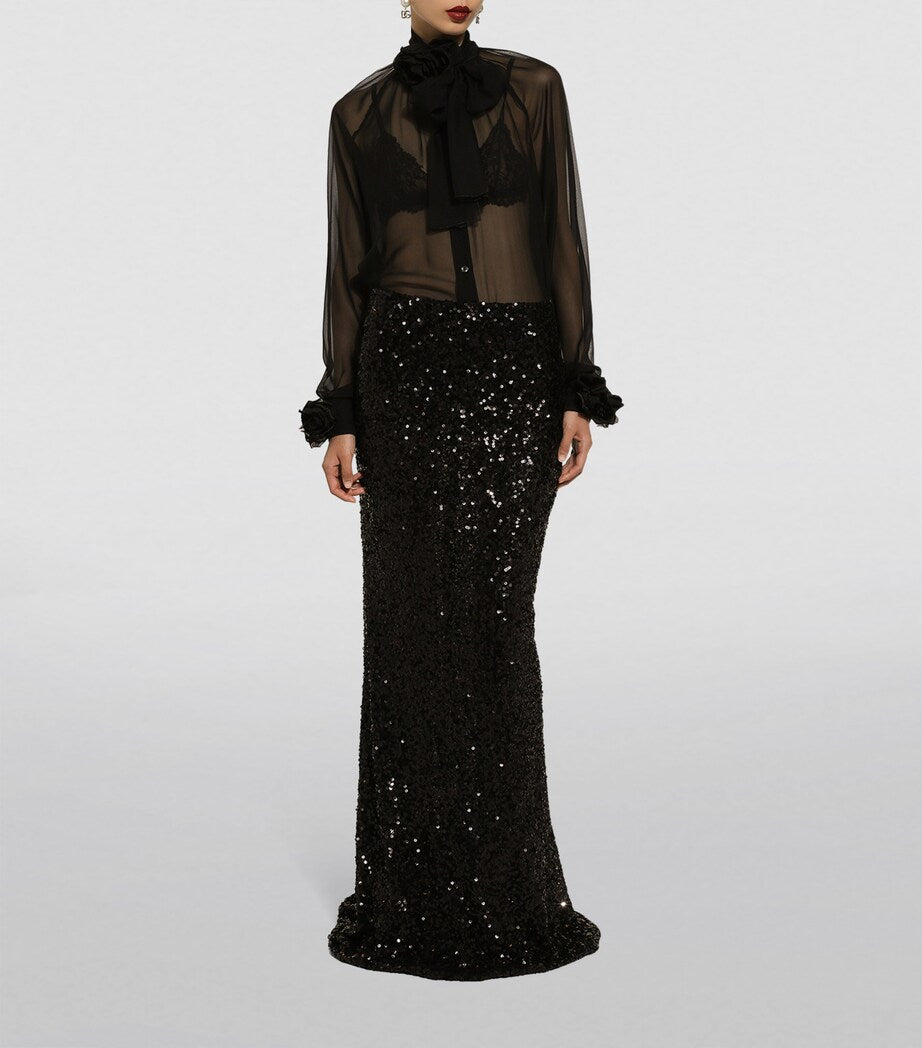 Dolce & Gabbana Multi Silk Flower-Detail Blouse