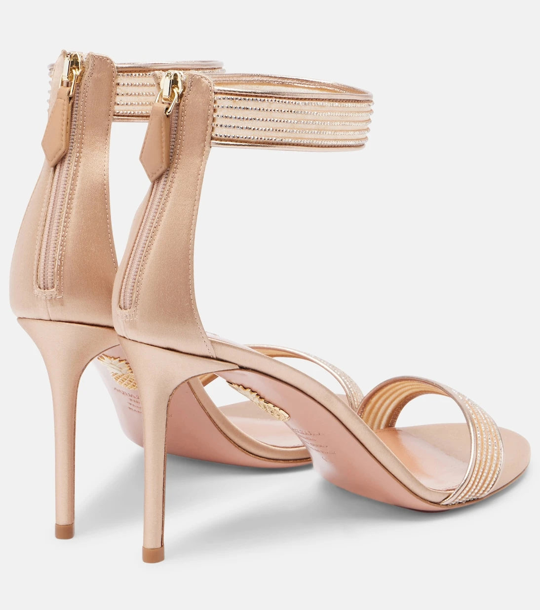 Aquazzura - Shimmer 85 embellished satin sandals