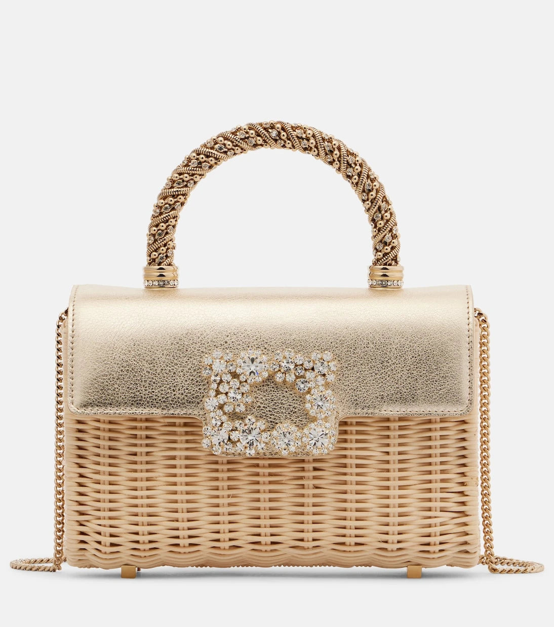 Roger Vivier - Jewel Efflorescence Mini rattan tote bag