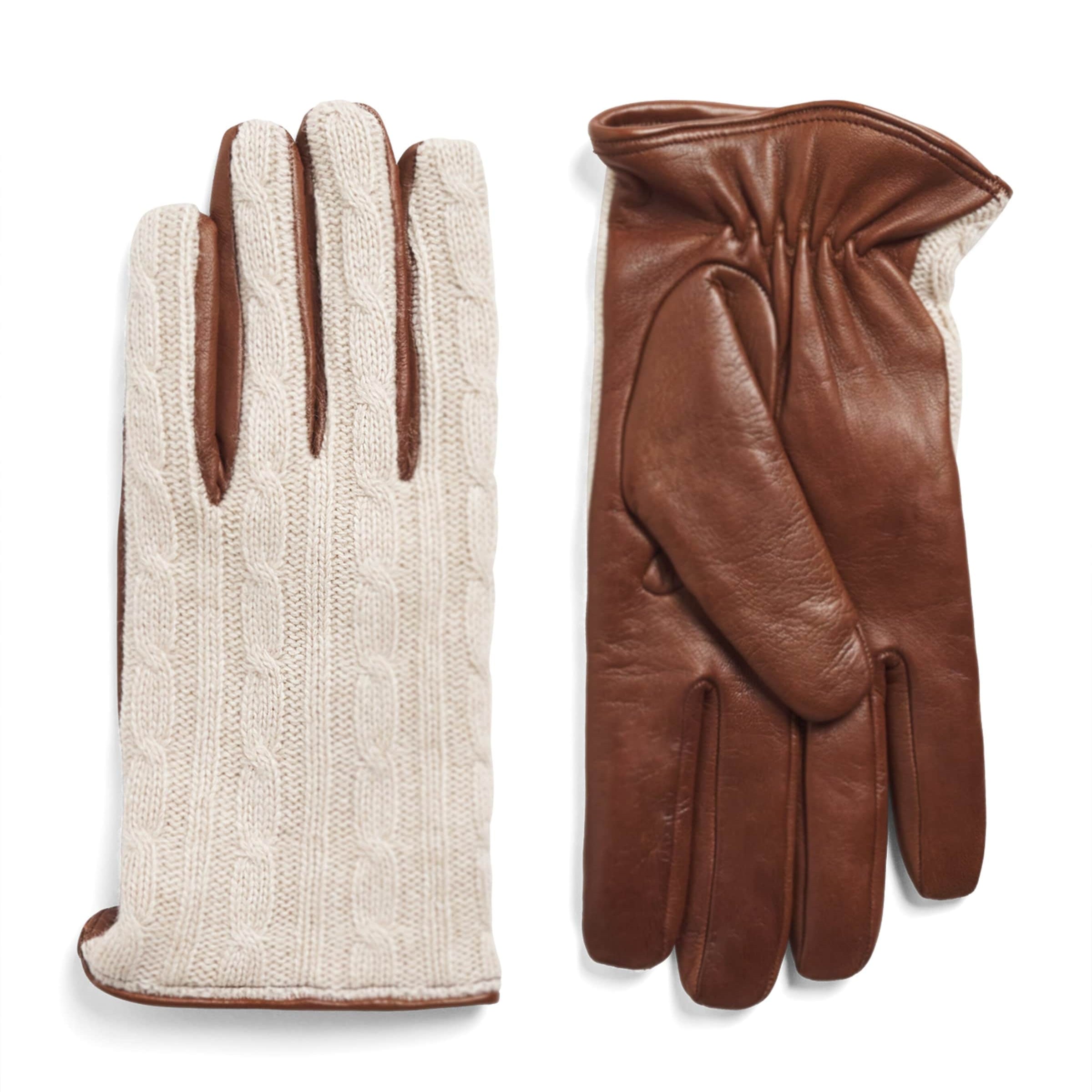 Leather Dual Gloves SABBIA E MORO