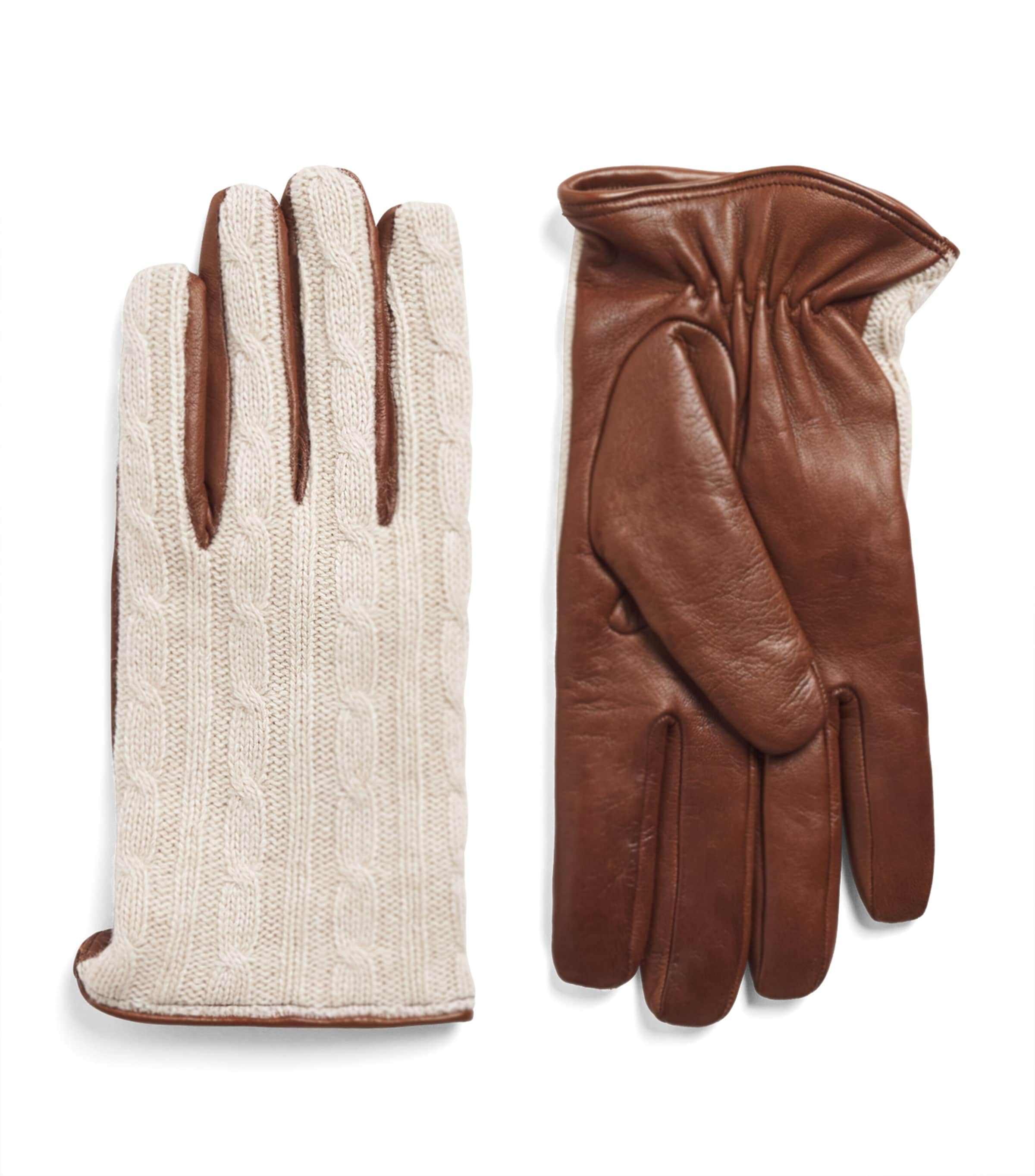 Leather Dual Gloves SABBIA E MORO