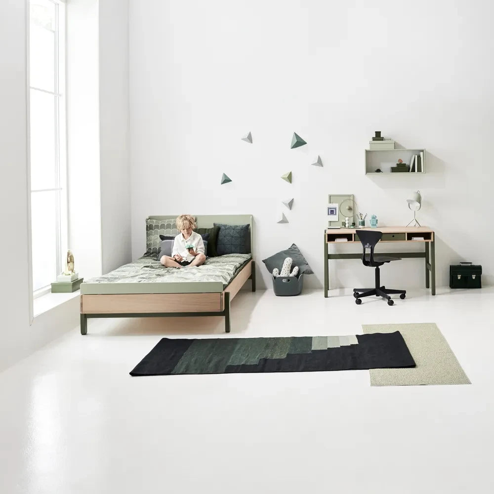 Flexa - Popsicle Oak Bed With Up/Down Bed Head 120x200cm | Blue