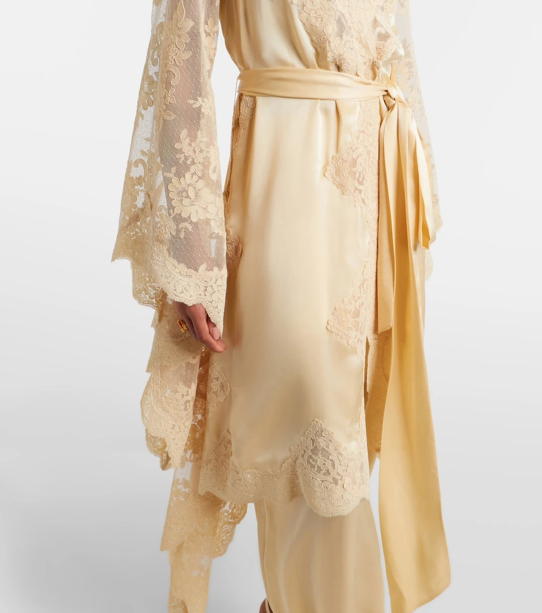 Zimmermann - Como lace-trimmed draped silk midi dress