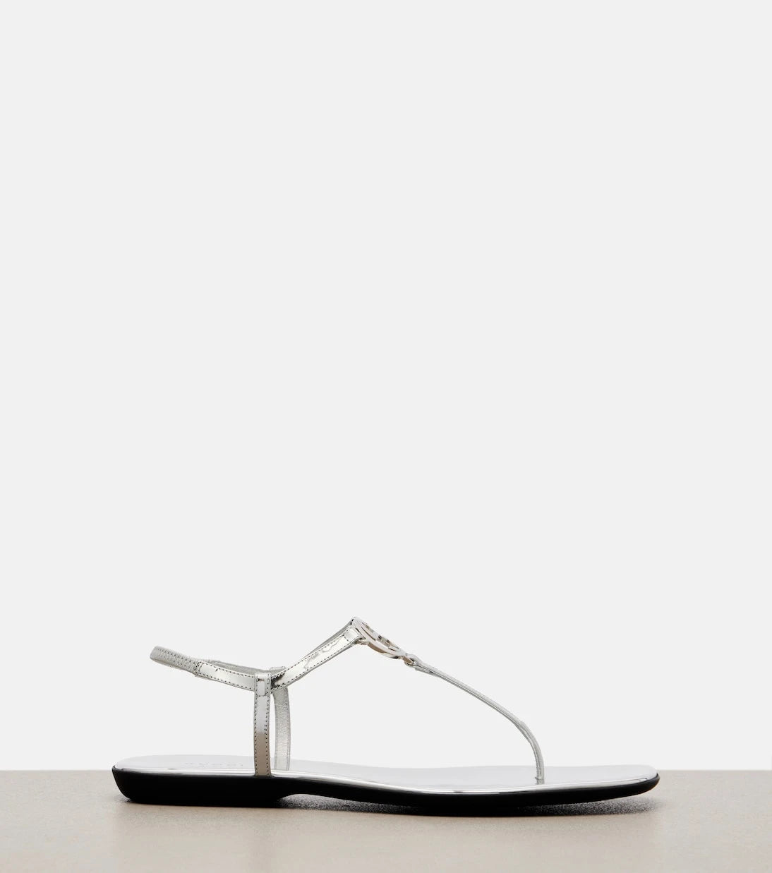 Gucci - Interlocking G metallic leather thong sandals