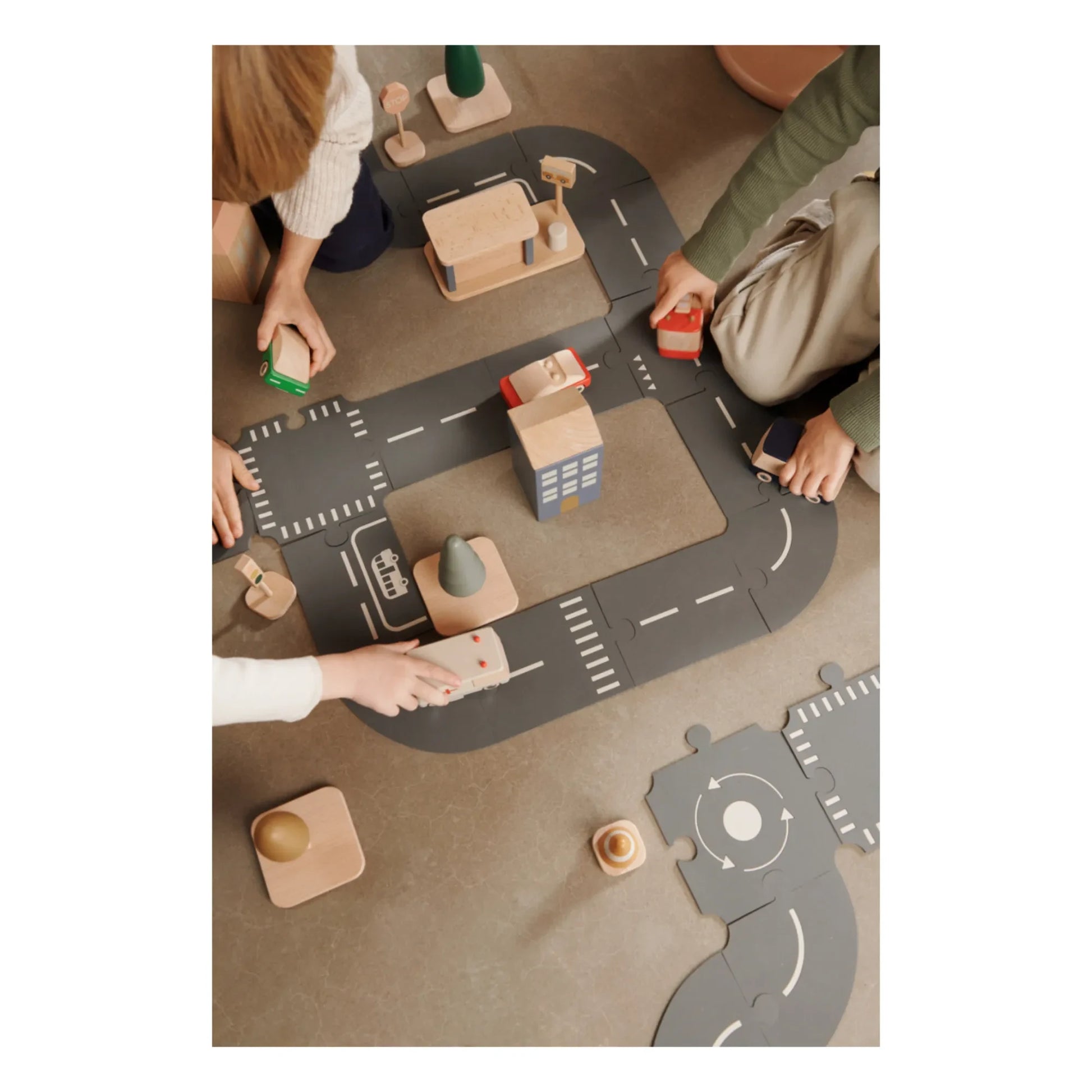 Liewood - Road puzzle - Set of 10 | Ash grey/Sandy