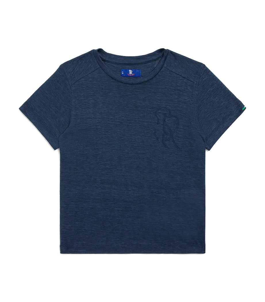 Stefano Ricci Kids Linen Embroidered Monogram T-Shirt (4-16 Years)