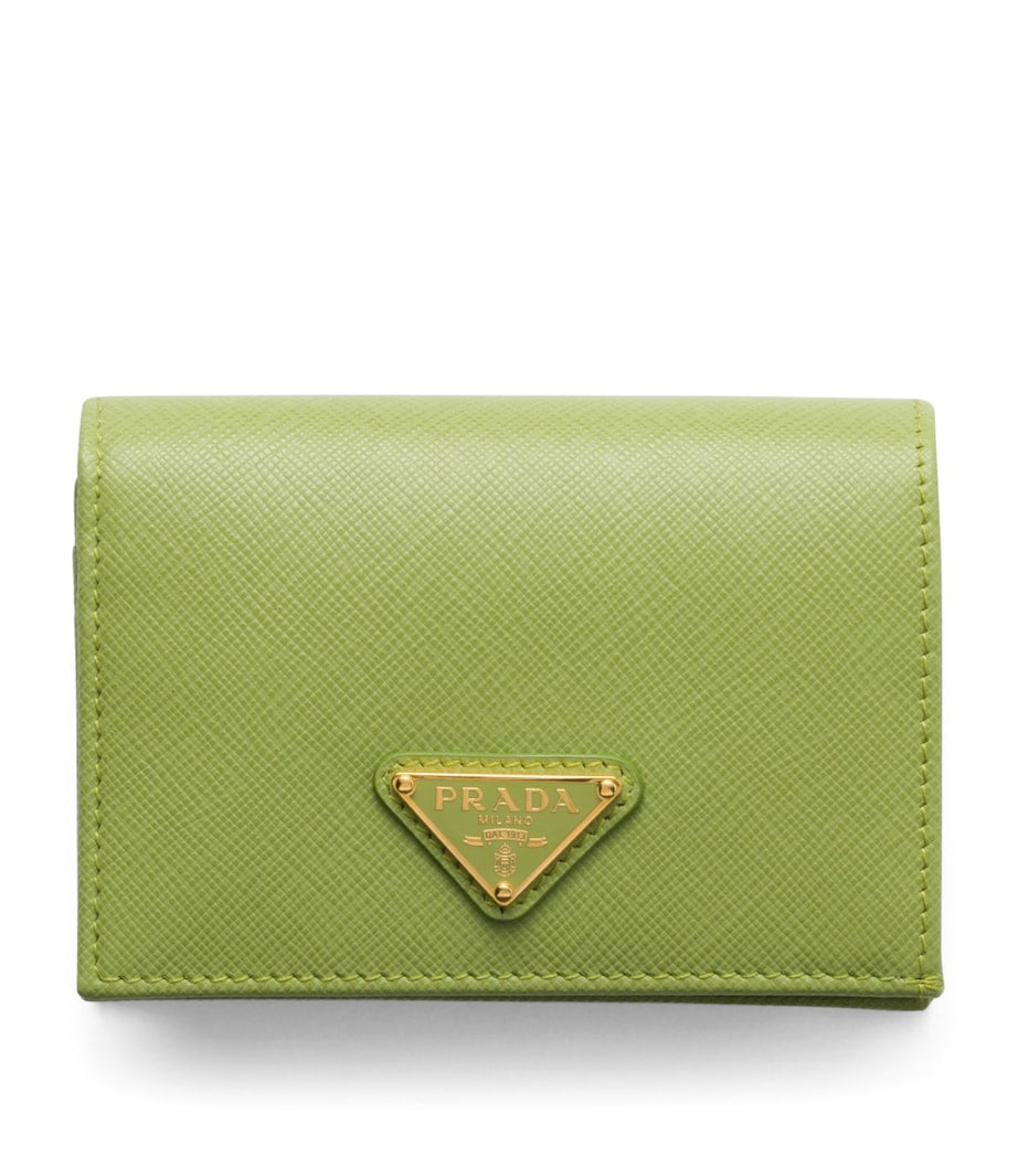 Prada Green Small Saffiano Leather Bifold Wallet