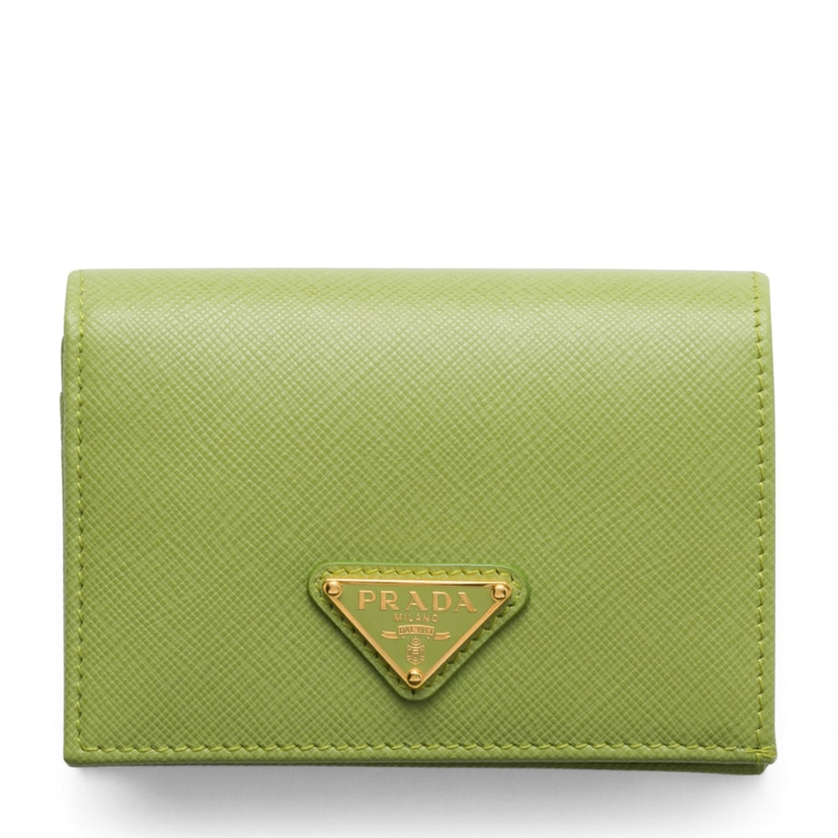 Prada Green Small Saffiano Leather Bifold Wallet