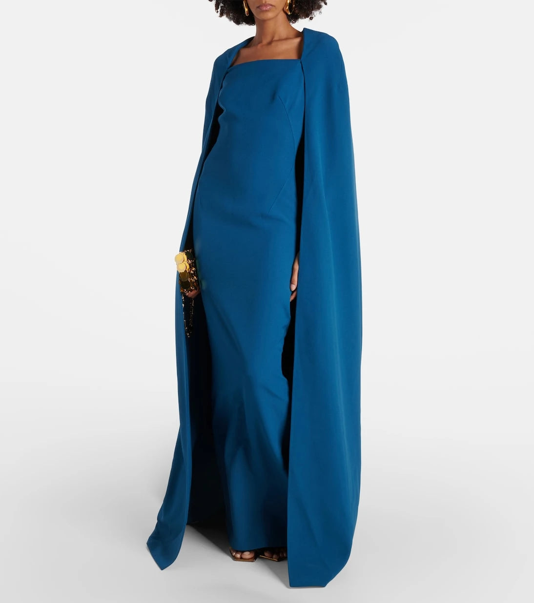 Safiyaa - Cinza caped crêpe gown