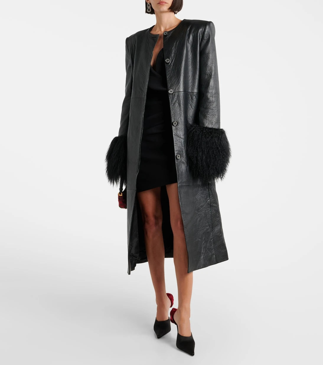 Magda Butrym - Shearling-trimmed leather coat