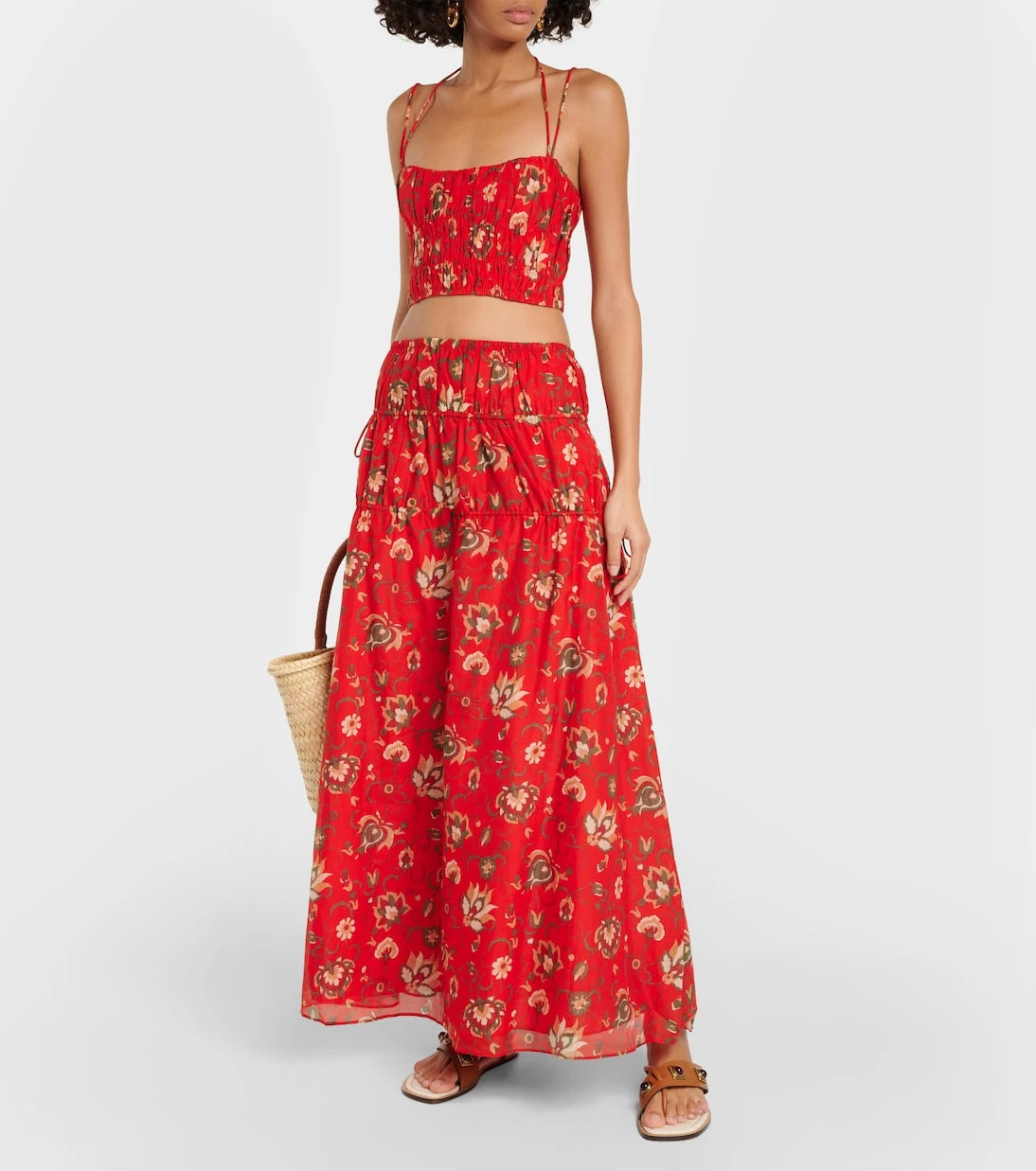 SIR - Reyes printed cotton and silk crop top