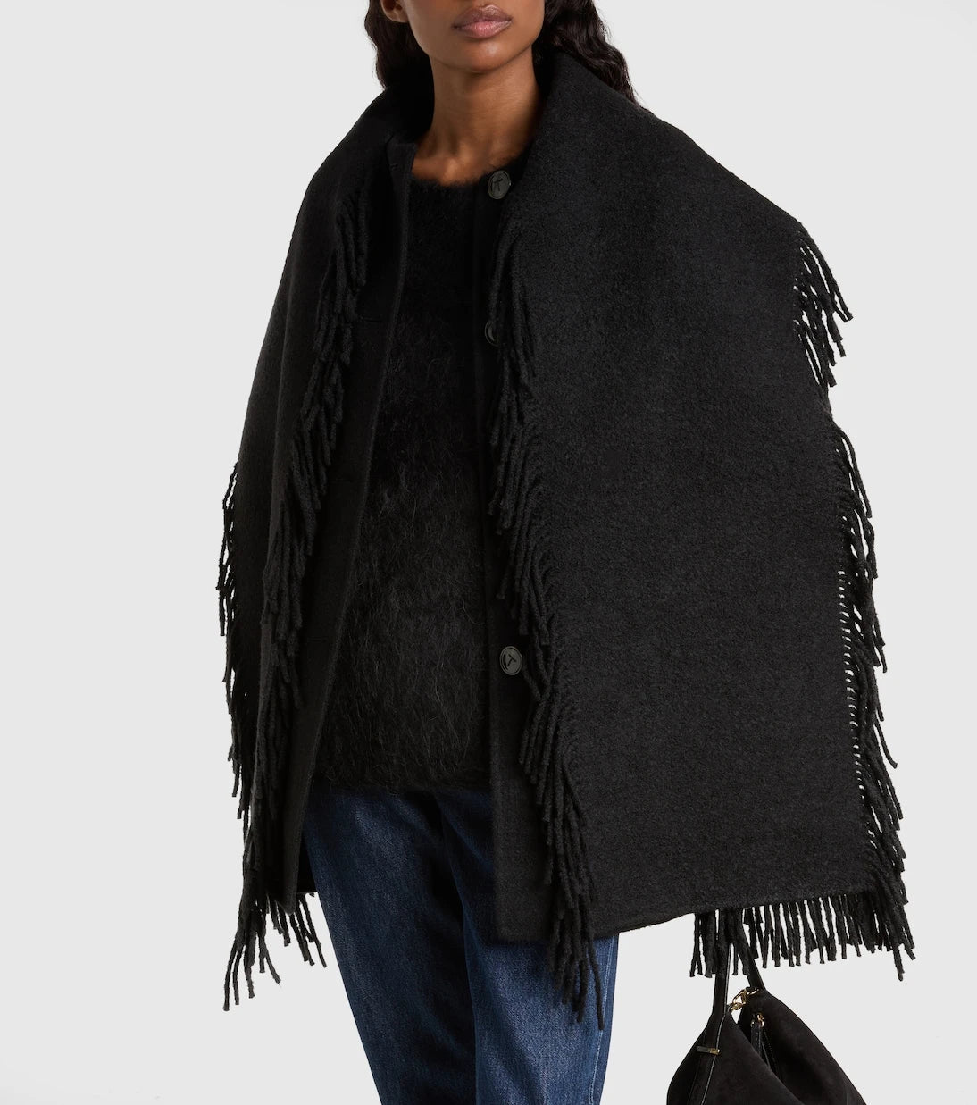 Toteme - Fringed scarf-detail wool-blend jacket