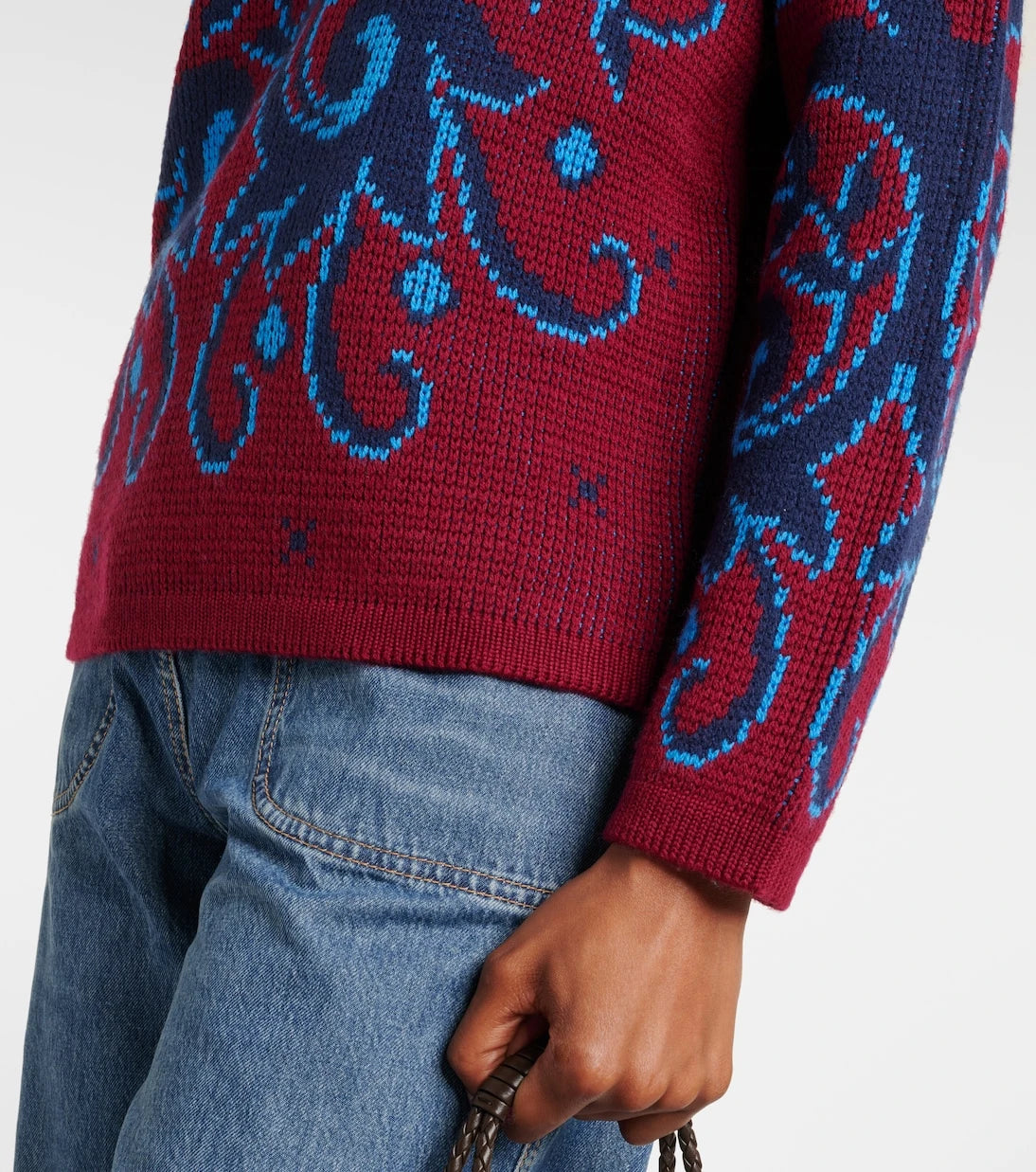 Etro - سويتر بولو من صوف الجاكار بنقشة البيزلي
