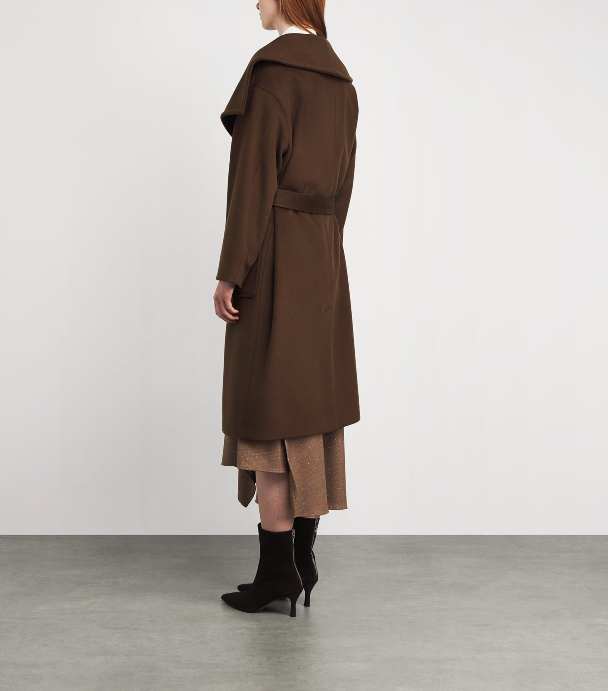 Brown Wool-Cashmere Wrap Coat