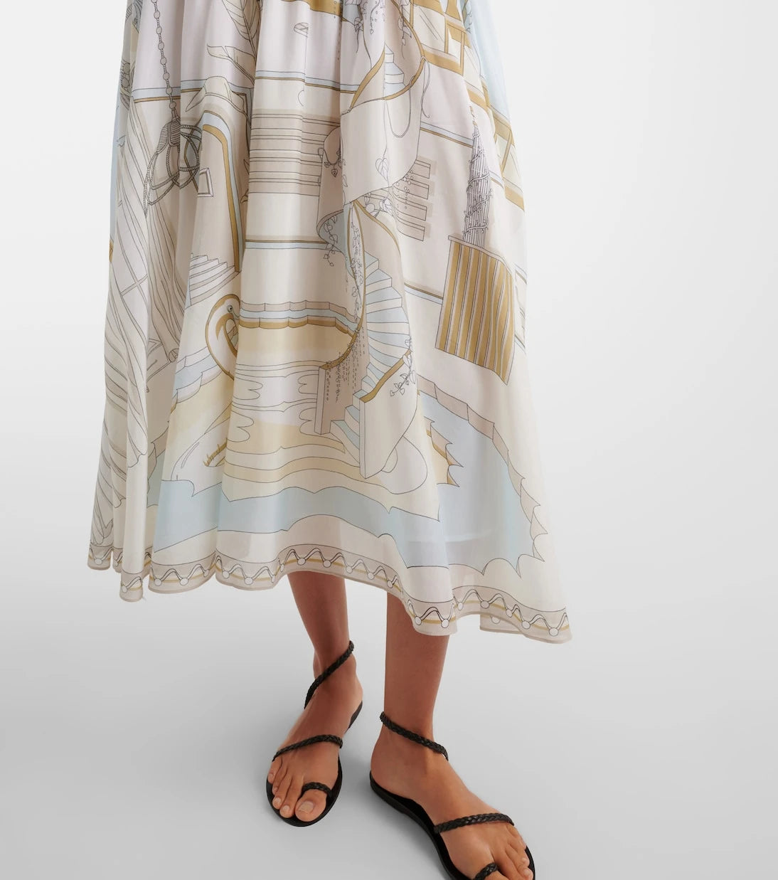 Tory Burch - Printed shirred silk and cotton midi dress