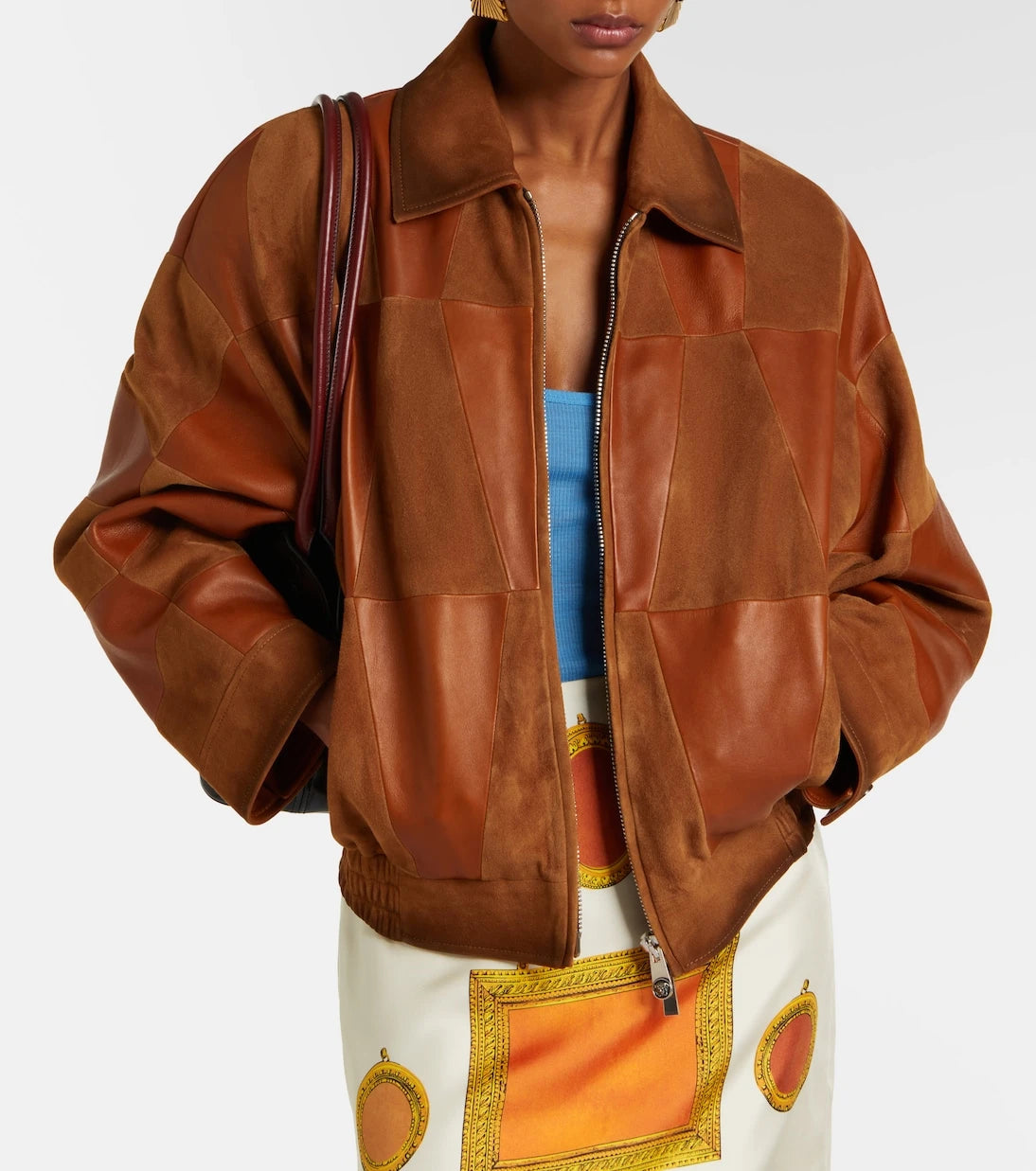 Versace - Leather and suede blouson jacket