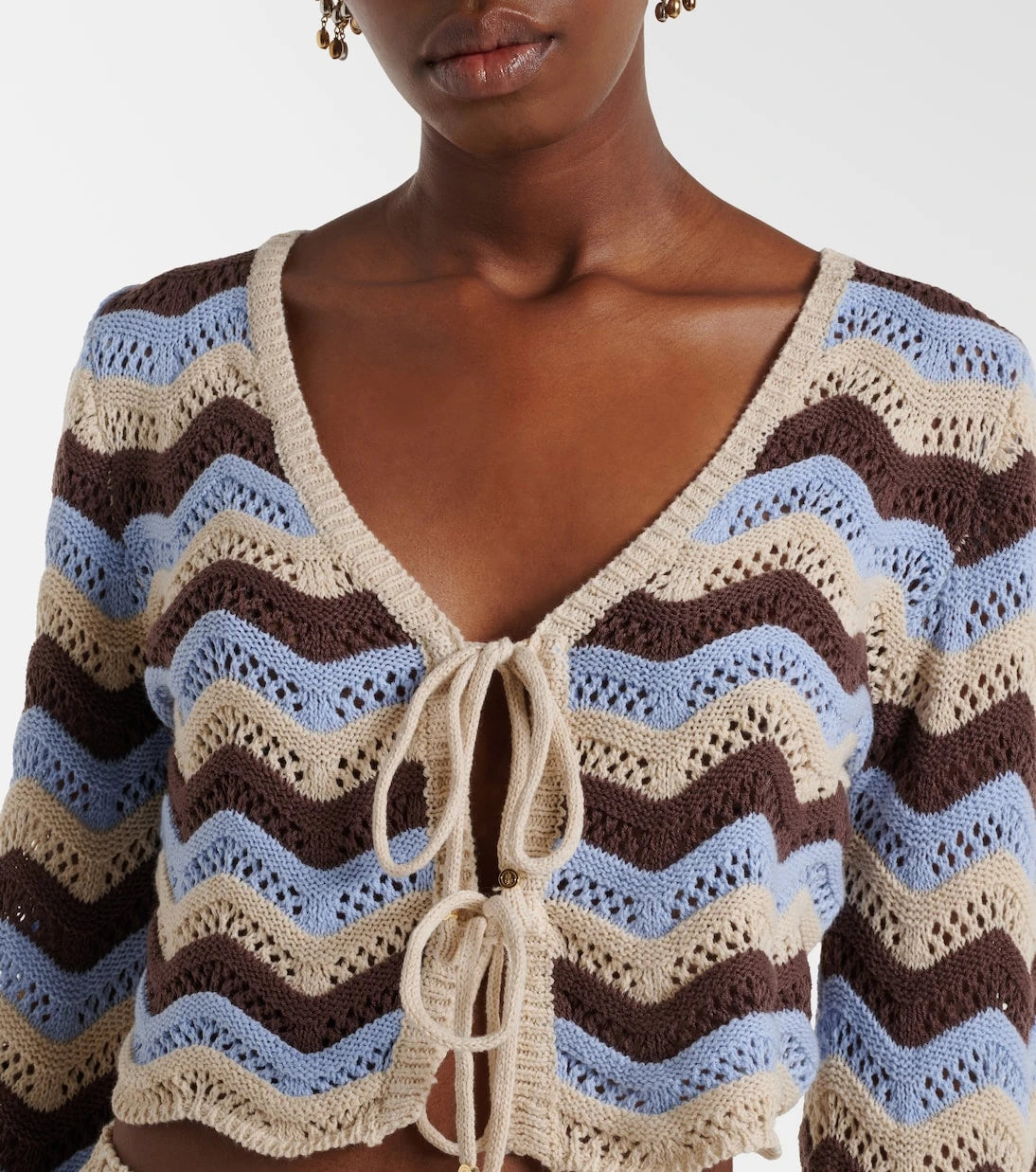 Bananhot - Miana open-knit cotton-blend crop top