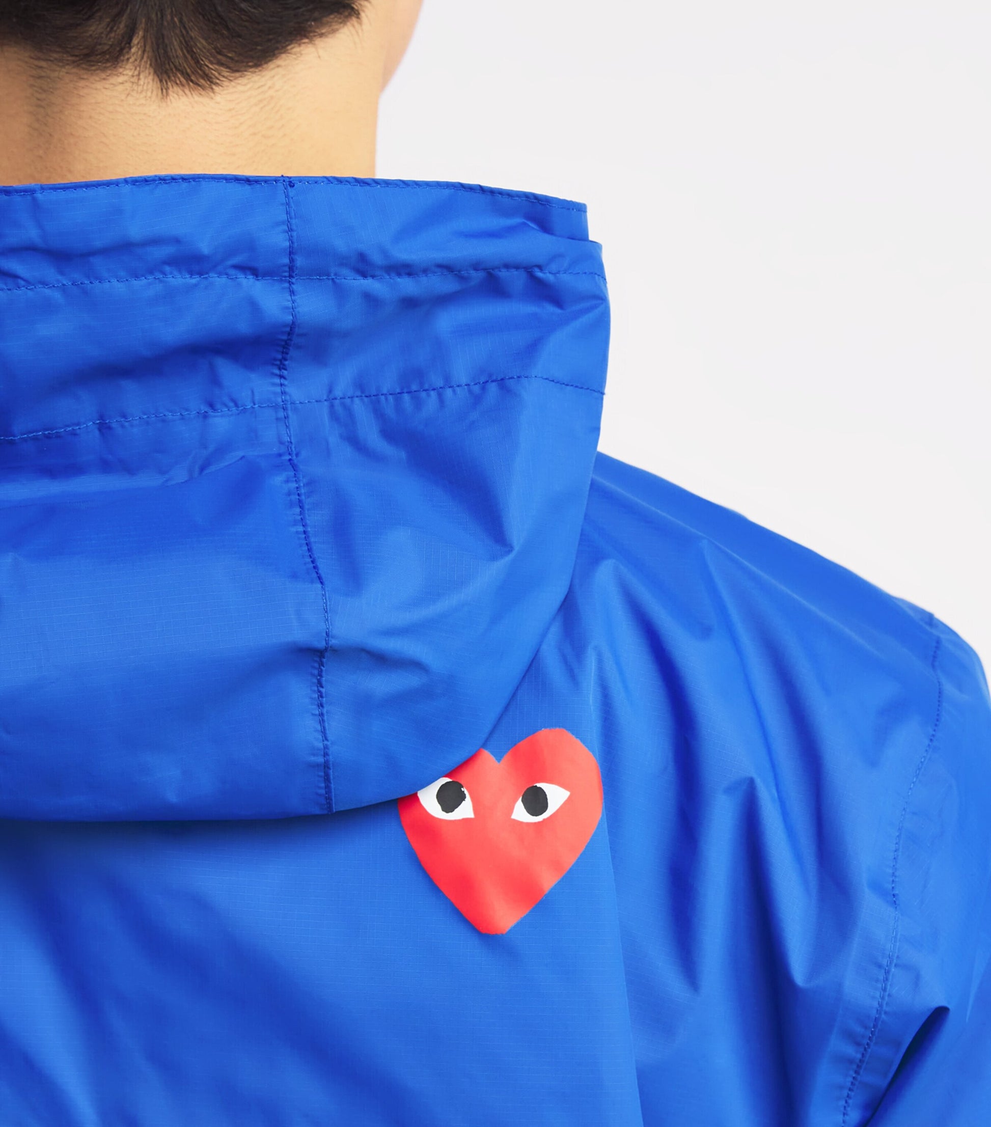 Comme Des Garçons Play Blue x K-Way Nylon Water-Resistant Half-Zip Jacket