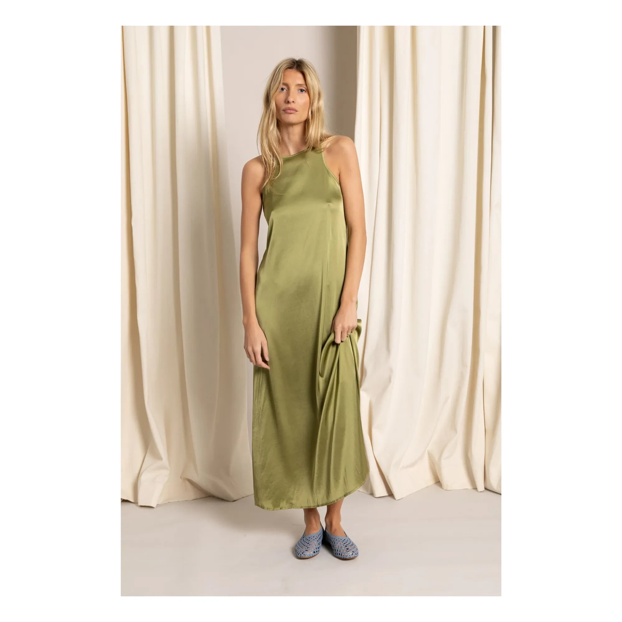Smallable Woman - Zelie Satinée Dress | Anise green