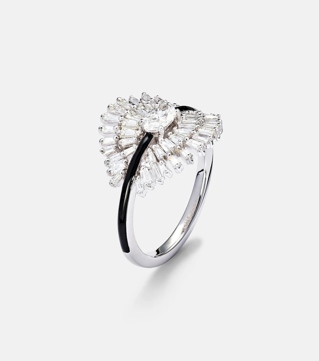 Kamyen - Eyelash 18kt white gold pinky ring with diamonds
